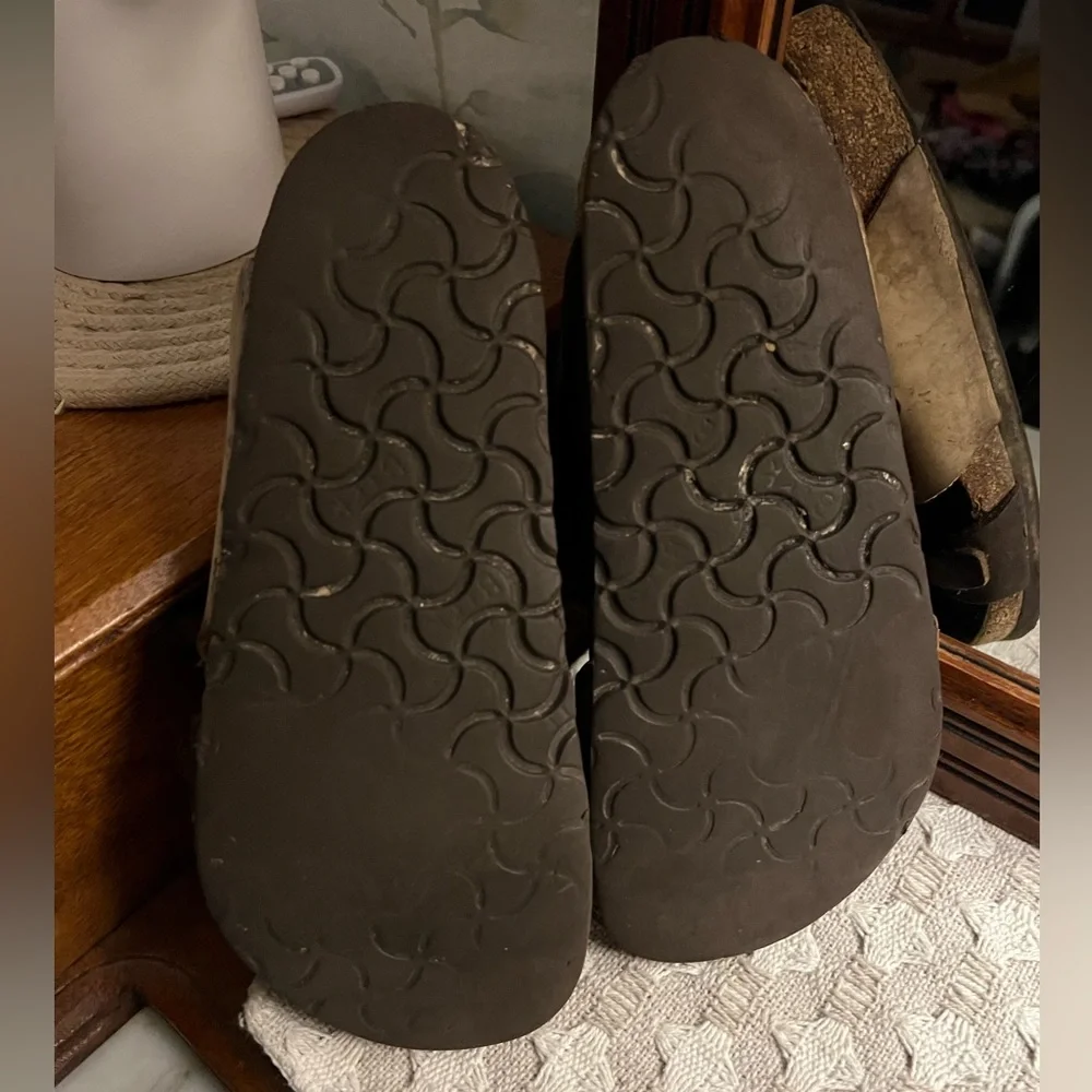 BIRKENSTOCK Classic Florida Soft Footbed Leather Sandals Brown Cream‎ Wms Sz 6.5